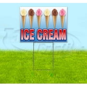 Ice Cream (18" x 24") Yard Sign, Includes Metal Step Stake