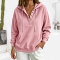 thumbnail image 4 of Neewe Women's V Neck Hoodies Long Sleeve Sweatshirt Drawstring Pullover Tops with Pocket Daily Outfits, 4 of 6