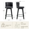 thumbnail image 3 of TEWLOSS 4 Black Counter Stools Set 27.5" - Swivel PU Leather, Tufted Back for Kitchen Island, 3 of 9
