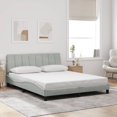 thumbnail image 3 of vidaXL Bed Frame with LED Lights Light Grey 152x203 cm Velvet, 3 of 5