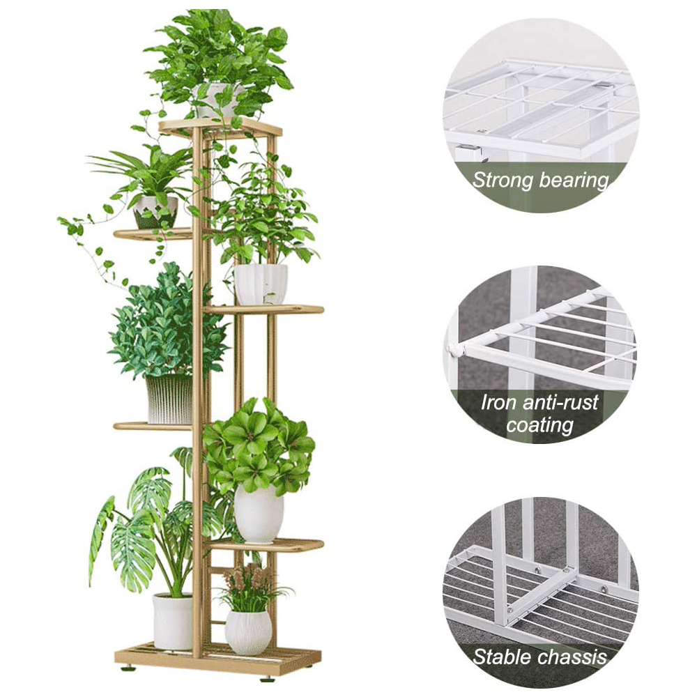 Étagère à Plantes D'angle En Métal - 6 Niveaux, Design Compact - Parfaite Pour L'intérieur Et Balcon