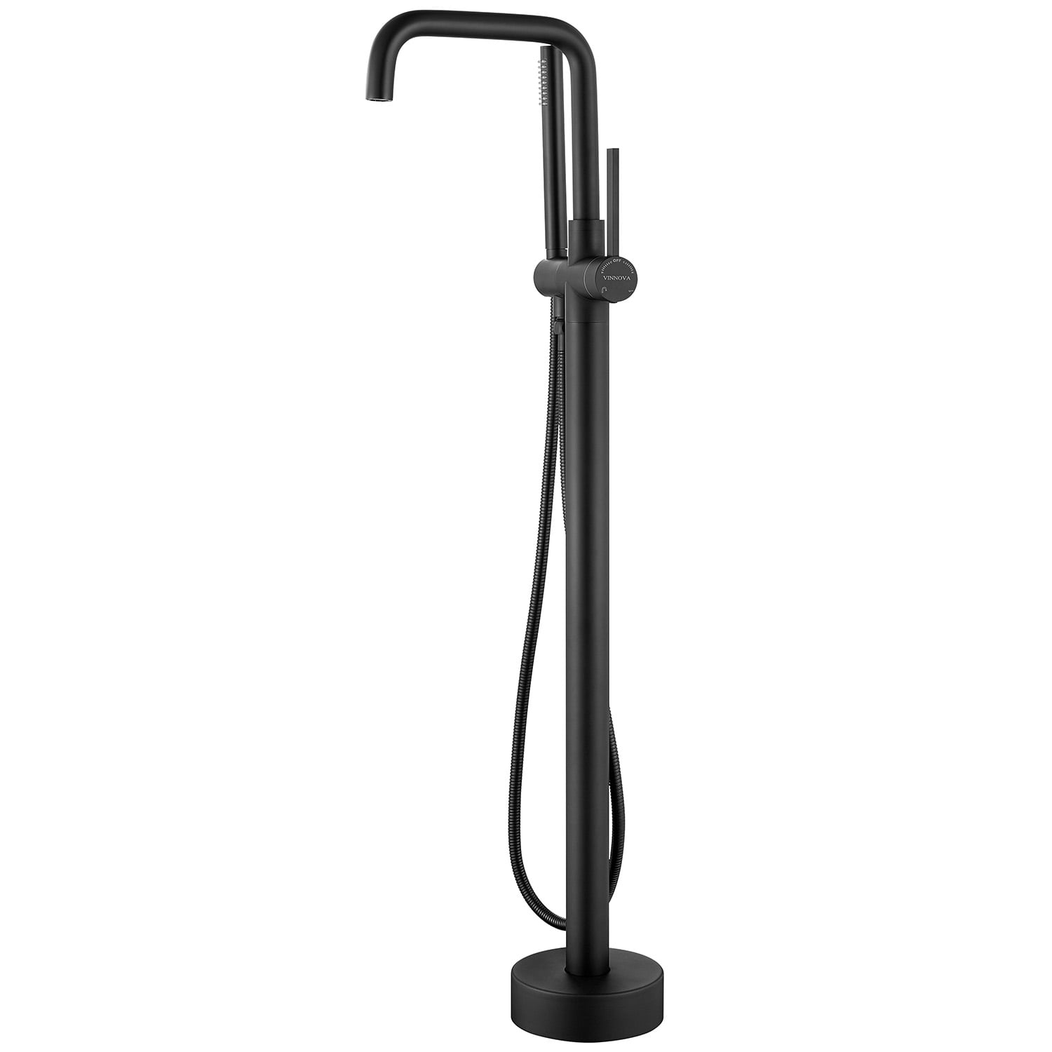 Vinnova Delara Freestanding Bathroom Tub Faucet with Hand Shower in Matte Black