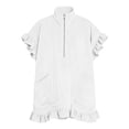 thumbnail image 6 of Smsaxvxz Summer Dresses for Women Fashion Solid V Neck Ruffle Short Sleeve Casual Loose Pocket T-Shirt Dress White S, 6 of 7