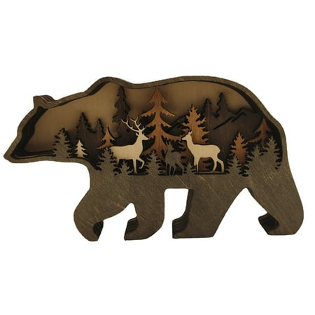 

Lacyie Wooden Forest Animal Crafts Elk or Brown Bear Decoration