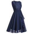 thumbnail image 1 of Vestido de gasa Vestido sexy con panel de encaje, Azul oscuro, L, 1 of 2