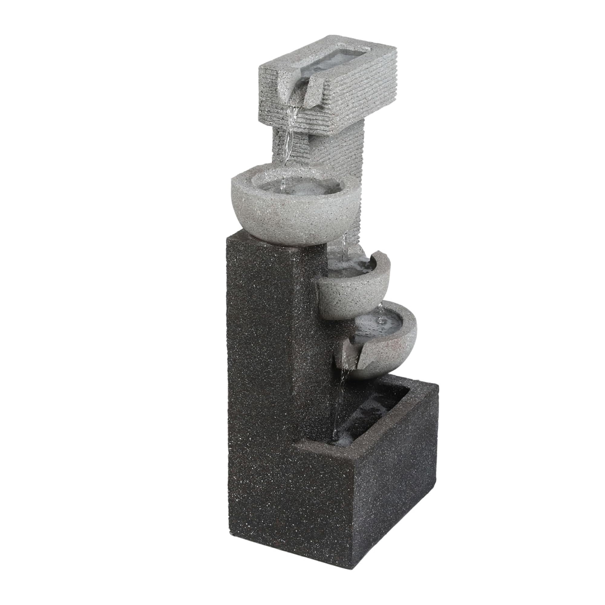 Jeco Contemporary 3-Tier Poly-Resin Bowls Outdoor Fountain in Multi-Color