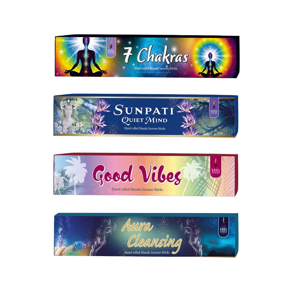 Soul Sticks Variety 4 Pack Hand Rolled Natural Incense Sticks for