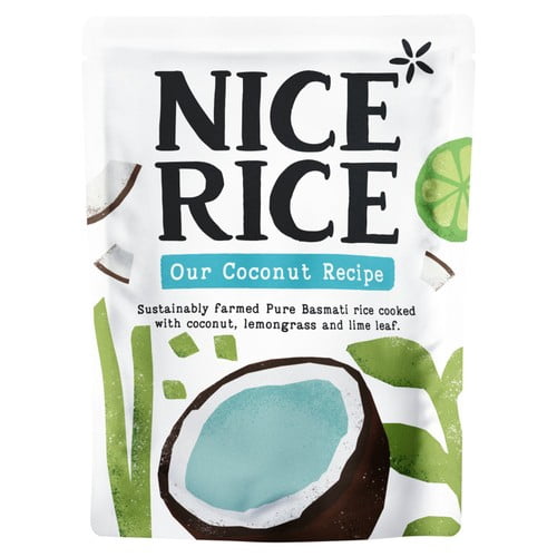 Nice Rice Coconut & Lemongrass Basmati Microwave Rice 250g, British Import (Pack of 2)