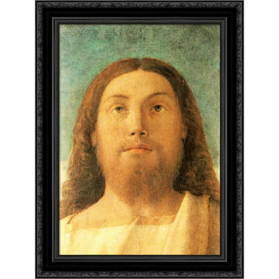 The Redeemer 20x24 Black Ornate Wood Framed Canvas Art by Bellini, Giovanni