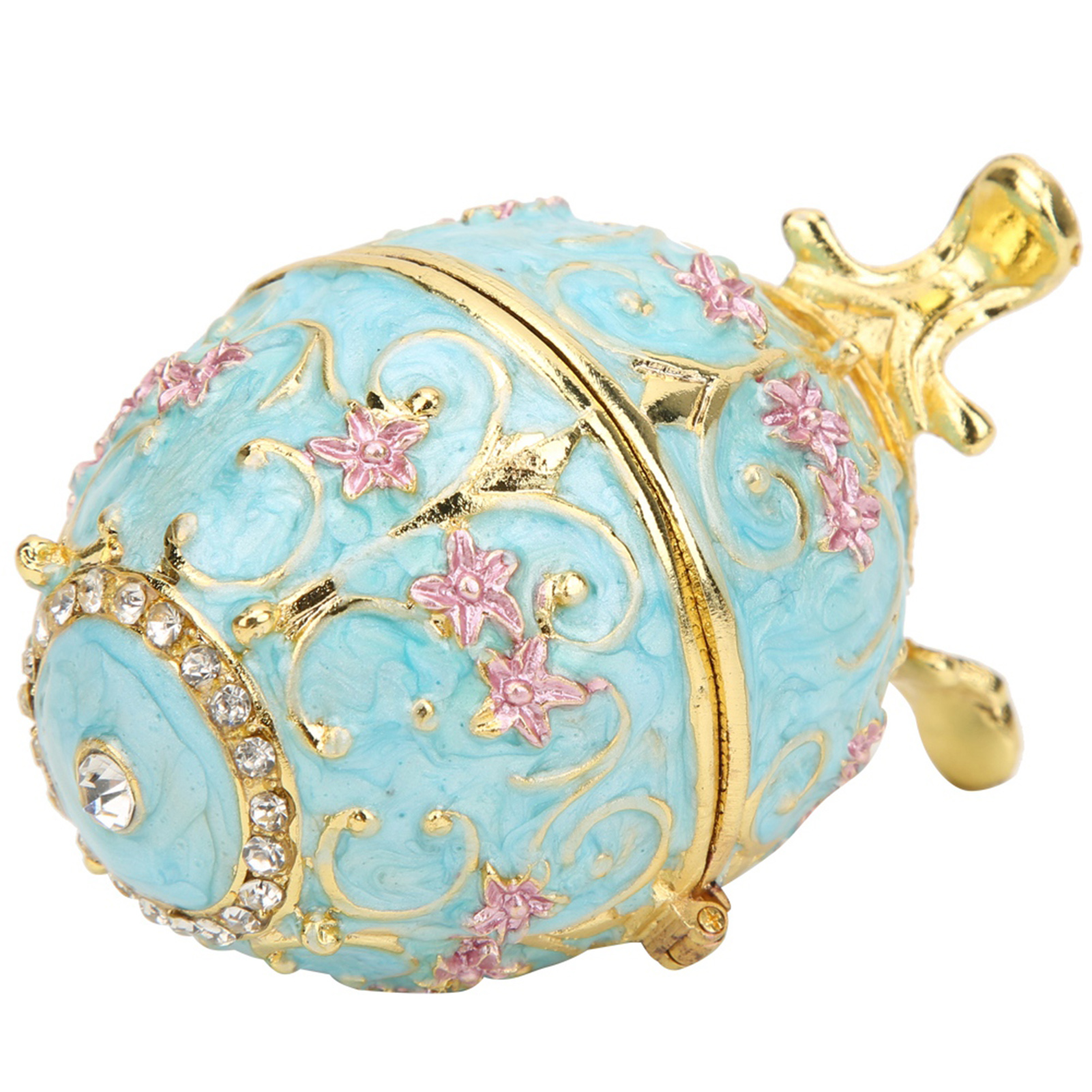 Faberge Egg, Decorative Hand-made Enameled Easter Egg Box, Metal For Women Home Ornaments Desktop Decor Gifts - image 4 of 8