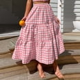 thumbnail image 2 of Robes de Soirée Grande Taille Femmes Été à Carreaux Multicolore Jupe Ligne A Mi-Longue Plissée à Carreaux Grande Taille Robe d'Invité de Mariage Rouge L, 2 of 5