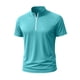 thumbnail image 4 of pstuiky Camisas de manga corta para hombre, Camiseta deportiva de verano para hombre, de color liso, ajustada, con cremallera, de manga corta y cuello alto ropa de hombre l, 4 of 5