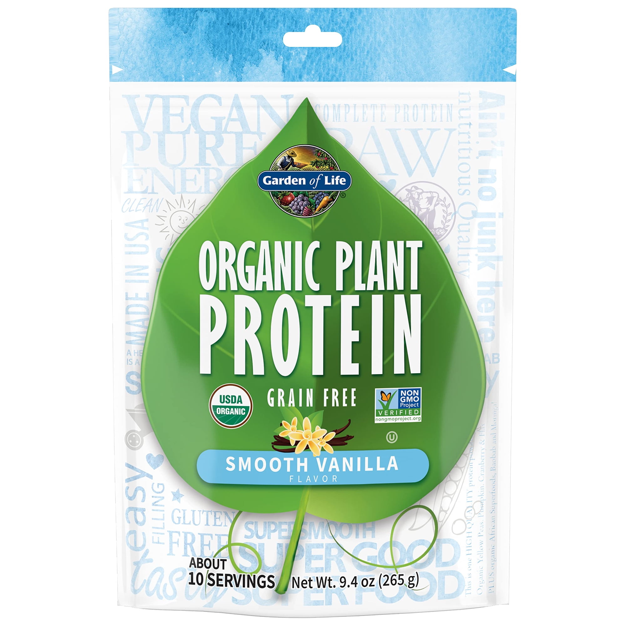 Garden of Life Organic Plant Protein, Smooth Vanilla Flavor, 10 Servings
