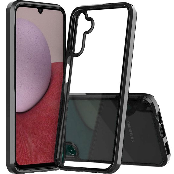 For Samsung Galaxy A14 5G Hybrid Crystal Clear Transparent Shock-Absorption Bumper with TPU   Hard PC Back Frame Cover ,Xpm Phone Case [ Black ]
