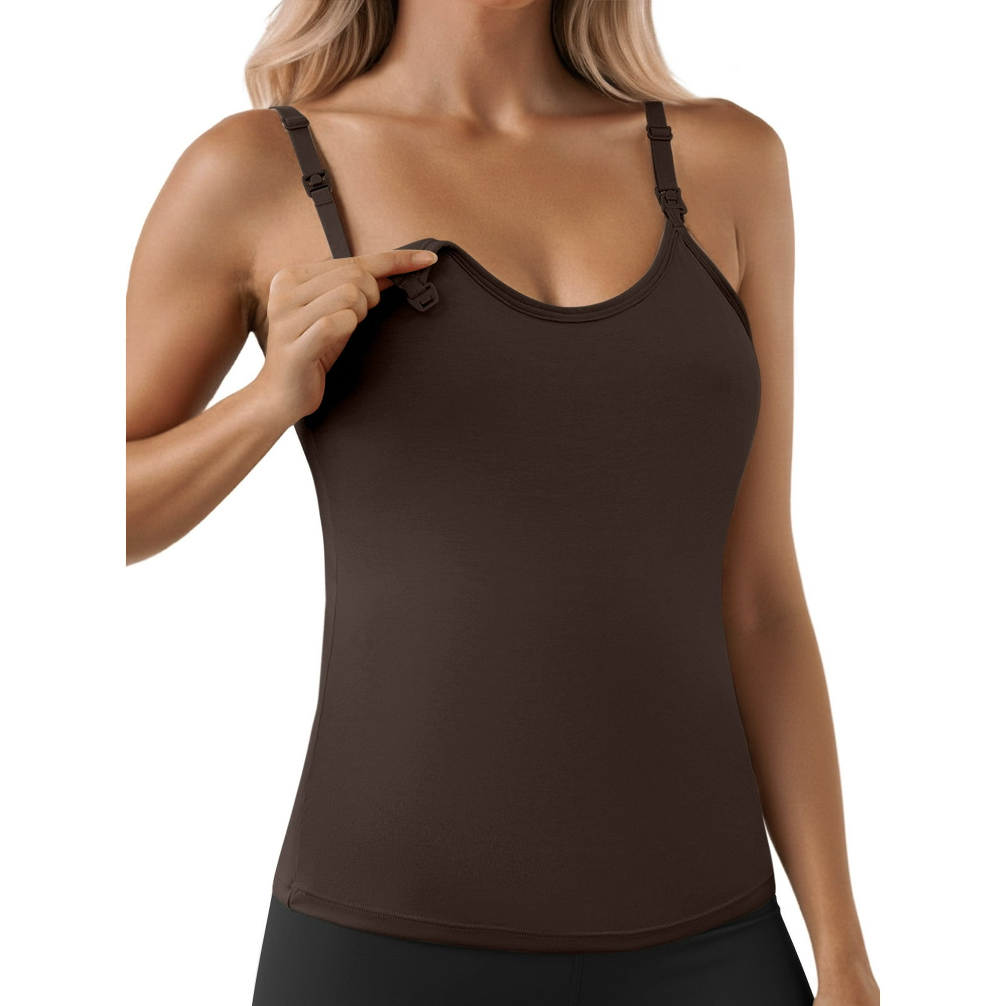 Anygrew Womens Nursing Tank Tops with Built in Bra Camis for Breastfeeding with Adjustable Straps