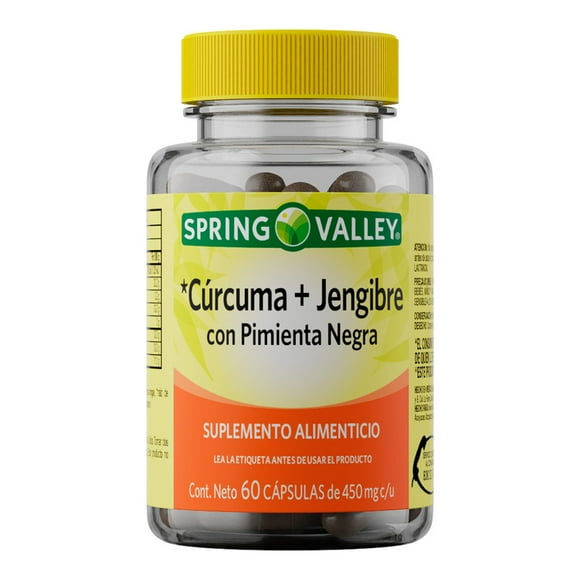 Curcuma + Jengibre Spring Valley 450mg 60 capsulas