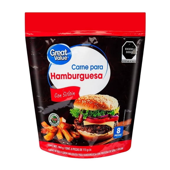 Carne de hamburguesa Great Value con sirloin 113 g
