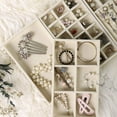 thumbnail image 3 of Juego de 4 bandejas para joyas, organizador de joyas con cajón para exhibir pendientes, collares y pulseras, color beige., 3 of 5