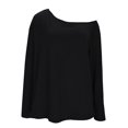 thumbnail image 3 of Uootdi Women's Off Shoulder Tops Long Sleeve Boat Neck Tunics Tees Casual Loose Slim Fit T Shirts Gift, 3 of 5