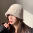 thumbnail image 5 of Gorro de piel de conejo para niños, otoño e invierno, gorro de pescador de felpa que combina con todo, estilo de cara que muestra el gorro de pescador pequeño, gorro de lavabo de estilo cálido,, 5 of 5