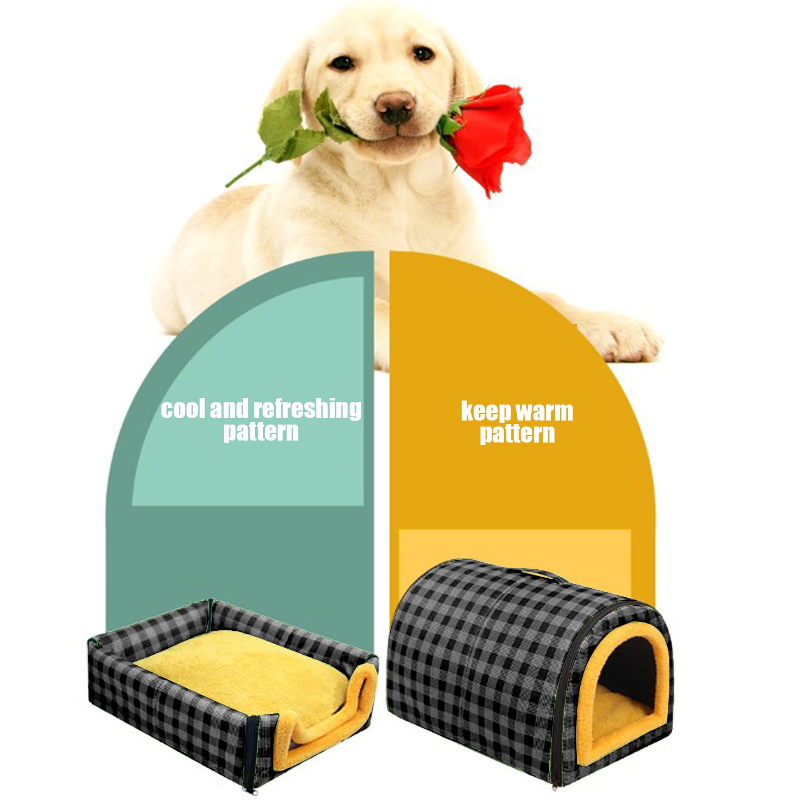 Matoen Small Dog House Indoor, 2 in 1 Washable Covered Dog Cat Bed,Insulated Cozy Pet Dog Igloo Cave, M Size for Cats and Puppies, Black