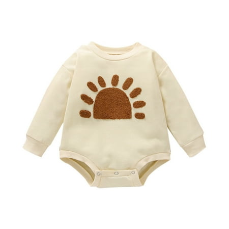 

Baby Girls Boys Cotton Print Autumn Long Sleeve Romper Bodysuit Set Clothes