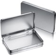 thumbnail image 2 of Hltser Rectangular Metal Tin Box with Lid Metal Hinged Lid Tin Empty Box Container Silver Storage for Watercolor Jewelry Pen Eraser Pill Candy Craft Organize 7 x 4.25 x 0.59''(2 P, 2 of 6