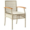 thumbnail image 3 of vidaXL Garden Chairs with Cushions 4 pcs Beige Poly Rattan Acacia Wood, 3 of 5