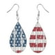 thumbnail image 2 of Aretes de gancho de cuero con impresión personalizada de la bandera del Día de la Independencia FLhrweasw Para estrenar, 2 of 2