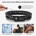 thumbnail image 7 of Bible Verse Bracelet for Men, Lava Rock Bead Healing Balancing Braided Leather Wristband, Christian Inspirational Jewelry Gifts (Matthew 19:26), 7 of 7