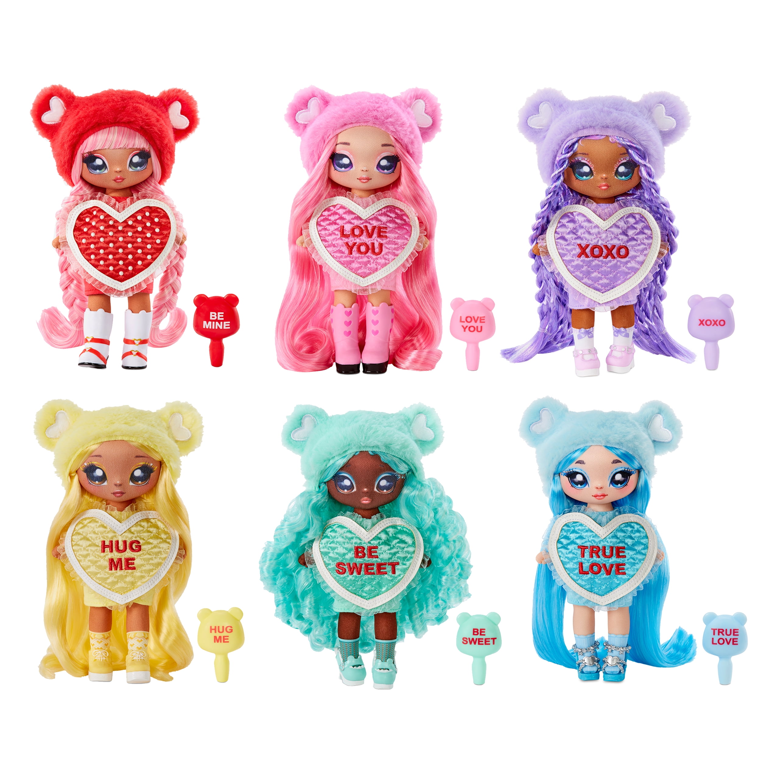 Na Na Na Surprise Cynthia Sweets - Mint Teddy Bear-inspired 7.5" Fashion Doll with Mint Green Hair, Heart-Shaped Dress and Brush, Great Valentine's Day Gift and Toy for Kids Ages 5 6 7 8+ Years