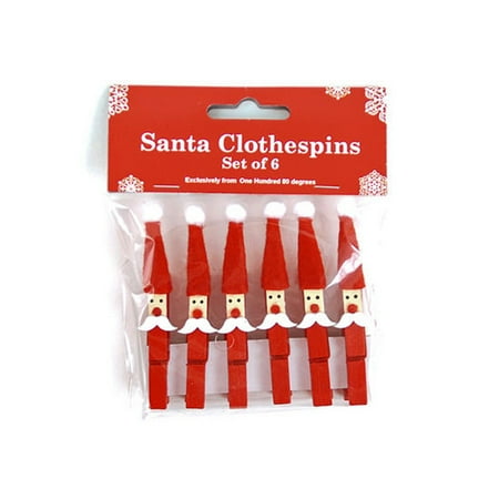 Wood Wood Clothing - Santa 12 piece 2.75 inch Wood Clothes Pins Multicolor