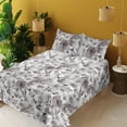 thumbnail image 2 of Ambesonne Autumn Vibes Fitted & Flat Sheet with Shams 4 Pcs Set, Buds and Flowers Print, King, Off White Purpleblue, 2 of 5