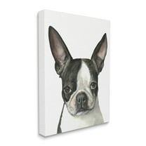 Stupell Industries Minimal Boston Terrier Portrait Pet Dog Black White Canvas Wall Art, 30 x 40, Design by George Dyachenko