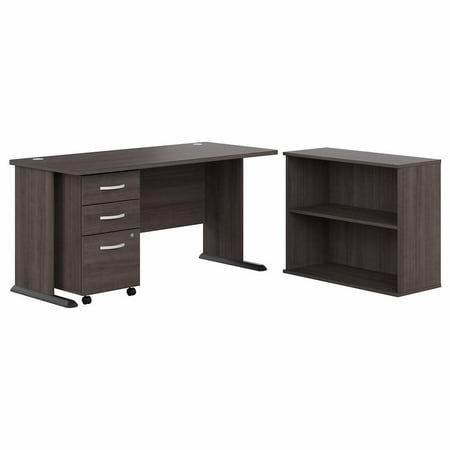 UPC: 0042976191986 | Bush Business Furniture Studio A 60W Computer Desk with Mobile File Cabinet and Small Bookcase