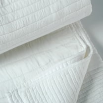 White Luxury cotton satin quilted bedspread with thick and thin Stripe pattern, Sizes available