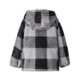 thumbnail image 4 of Girls Fleece Jacket with Pocket Zip up Hooded Plaid Shacket Kids Long Sleeve Sherpa Winter Warm Outwear Teen Clothes Sherpa Jacket Boys Medium, 4 of 5