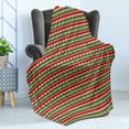 thumbnail image 4 of Fiesta Soft Flannel Fleece Throw Blanket, Mexican Blanket Geometric Pattern Stripes Rhombuses Arrangement, Cozy Plush for Indoor and Outdoor Use, 50" x 60", Green Vermilion Cream, by Ambesonne, 4 of 5