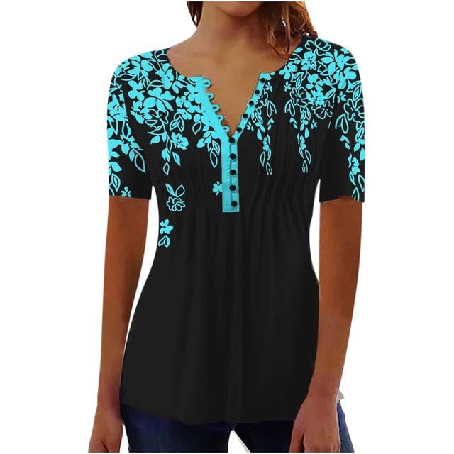 Birdeem Femmes Mode Décontractée Chemises Imprimées Manches Courtes T-Shirt Ample Hauts Tunique Blouse