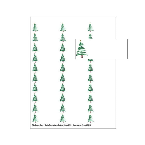 Chalk Tree Address Labels, 5 Sheets, 150 Labels Total