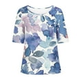 thumbnail image 4 of Tmtolofot Flowers Printed Tshirts For Women Crew Neck Tops Fitted Short Sleevse Tees Shirts Womens Graphic T Shirts Womens Vintage Trendy Summer Tops Shirts, 4 of 4