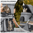 thumbnail image 6 of MoNiBloom 3 Wheel Folding Pet Dog Stroller, Foldable Lightweight Trolley with Storage Basket, Cup Holder and 360° Rotating Front Wheel for Small Medium Dogs, Gray, 6 of 15
