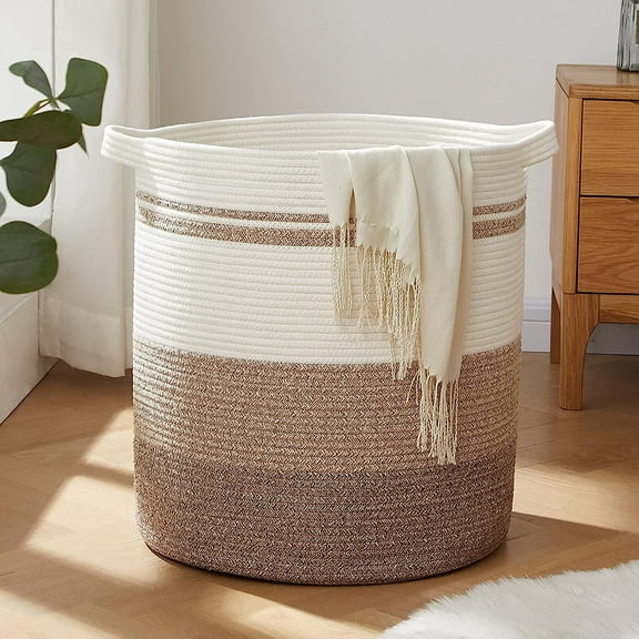80L Jumbo Laundry Baskets Hamper With Handles, Woven Storage Basket For Living Room,20x18 Inches