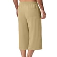 thumbnail image 6 of Yertdoel Men's Shorts Solid Color Elastic Waist Drawstring Below Knee Casual 3/4 Shorts with Pockets Soft Lightweight Breathable Outdoor Workout Running Summer Casual Shorts, 6 of 7