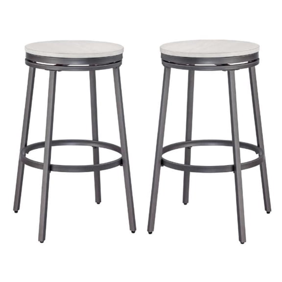 Home Square Backless Metal Bar Stool in Gray Finish - Set of 2