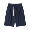 thumbnail image 3 of Ymyiu Mens Drawstring Shorts Men's Casual Classic Fit Elastic Waist Shorts with Drawstring Size 3XL(Navy, 3XL), 3 of 9