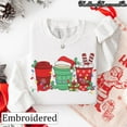 thumbnail image 2 of Embroidered Coffee Cup Sweatshirt, Christmas Mug Santa Hat Hoodie, Candy Cane Lights Festive Latte Embroidered T-shirt, Cozy Winter Drink, 2 of 5