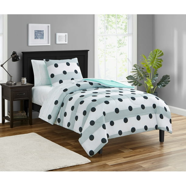Your Zone Gray Stripe Dot BedinaBag Bedding Set with Reversible