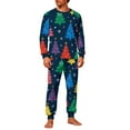 thumbnail image 2 of Yteetum Men's Christmas Pajama Set Oversized Crewneck Long Sleeve Christmas Plaid Print Pajamas Shirts and Plaid Pajama Pants Matching Set Mens Plaid Print Sleepwear PJ Set Christmas Loungewear Sets, 2 of 5