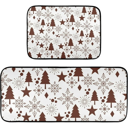 

SKYSONIC Christmas Tree 2 Pieces Kitchen Rug Cushioned Anti-Fatigue Kitchen Rugs Set for Home Office Laundry 19.7 x 27.6 +19.7 x 47.2